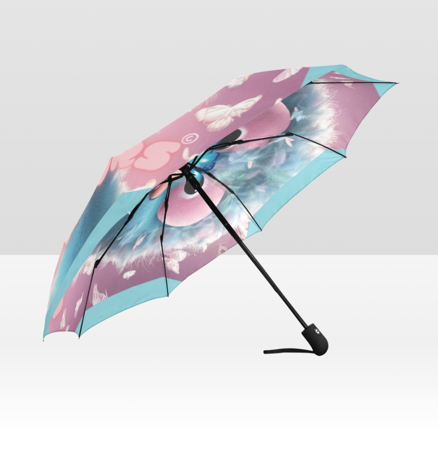 POMFURS© Automatic Tri-fold Umbrella - in Purple, Pink or Blue