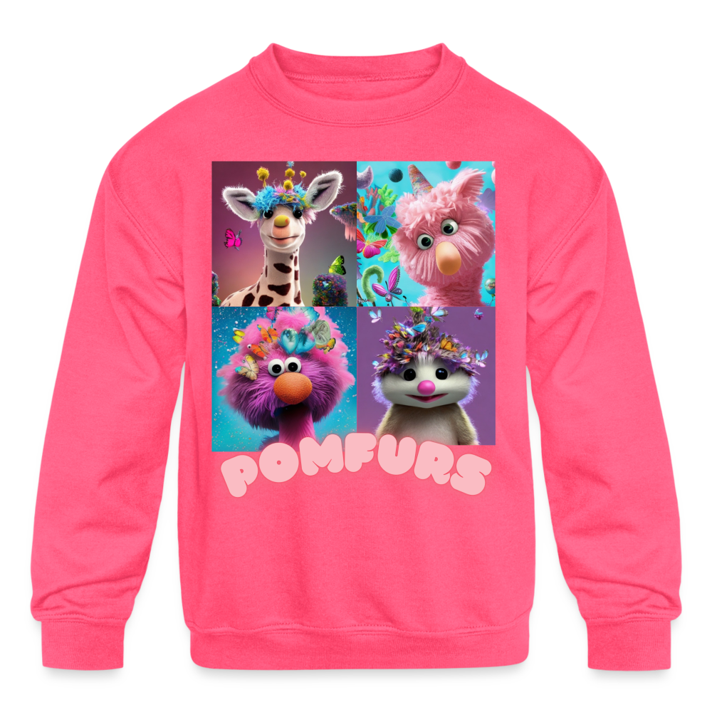 POMFURS© Kids' Crewneck Sweatshirt - neon pink