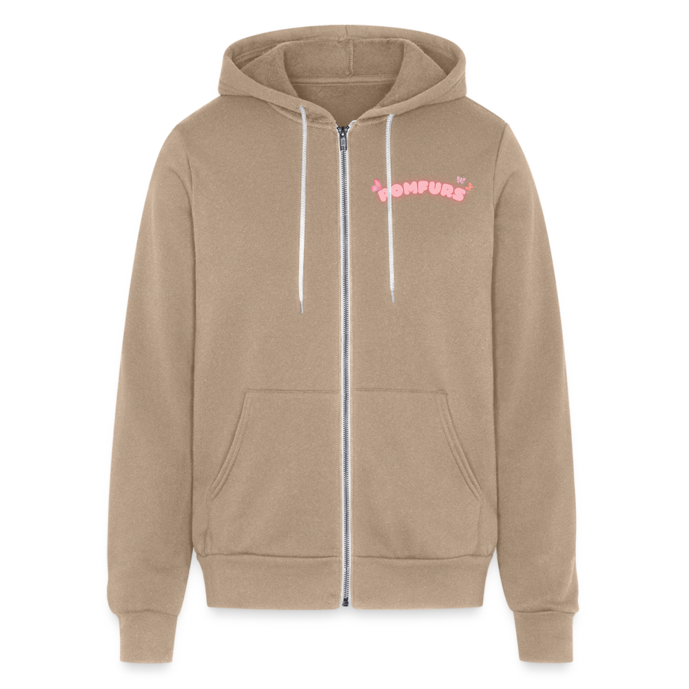 POMFURS© Bumby Blue Adult Unisex Full Zip Hoodie - tan