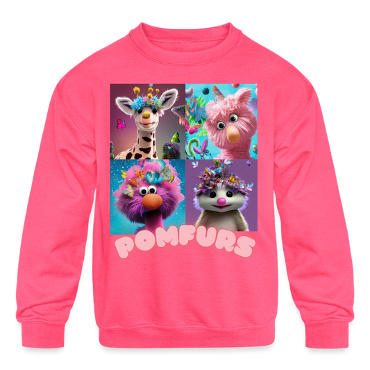 POMFURS© Kids' Crewneck Sweatshirt - neon pink