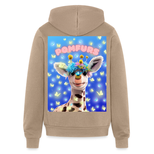 POMFURS© Bumby Blue Adult Unisex Full Zip Hoodie - tan